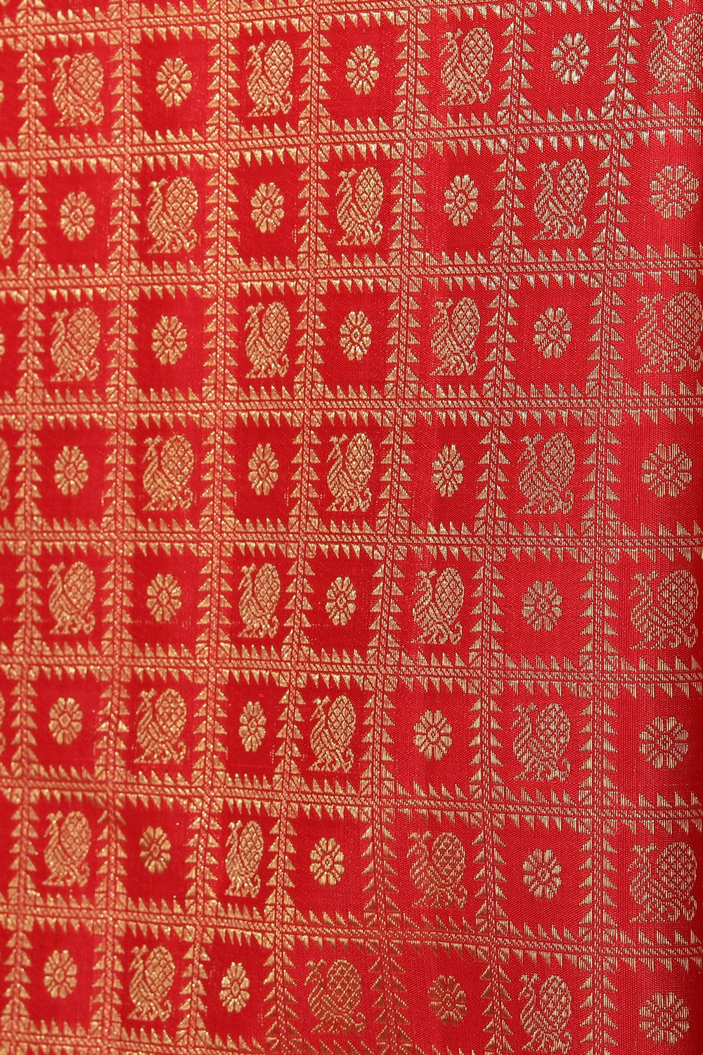 Image of Kanchipuram Silk Brocade Red Saree